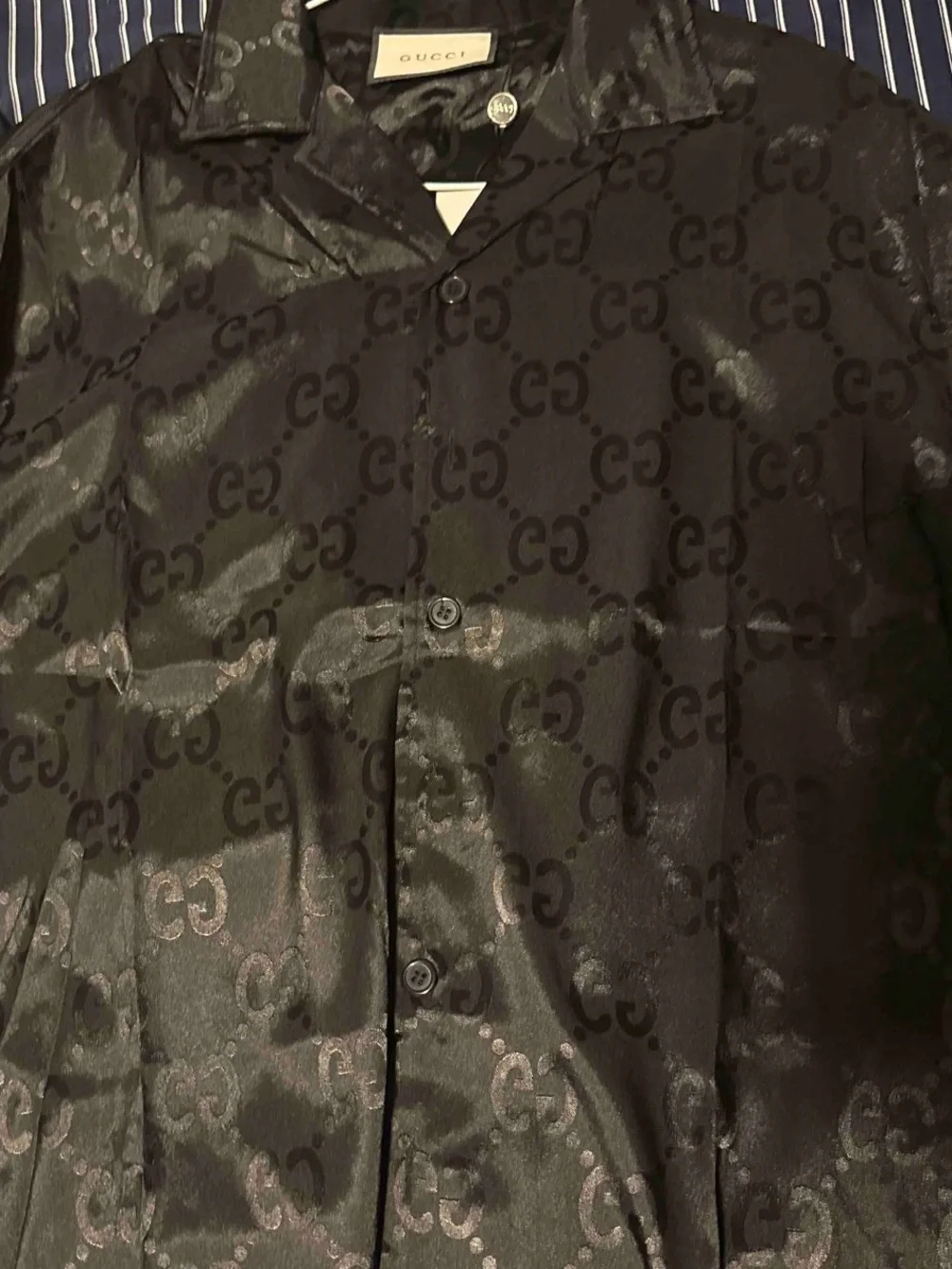 Gucci Black Tonal GG Jacquard Short-Sleeve Button-Down Shirt